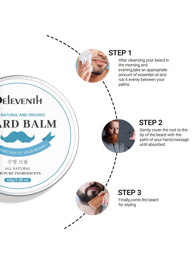 DELEVENTH DEleventh Korean Brand Original Beard Balm 60g / Vitamin E with Natural Oils and Waxes, Soften, Strengthen and Protect for Healthy, Nourishing Beard, Hydrate, Soften & Protect Your Facial Hair  - Image 5