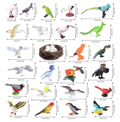 kukifun 30Pcs Birds Animal Figures PlaysetAssorted Realistic Bird Wildlife Toys with Nest EggsParrotOwlEagleHummingbirdFlamingo for Kids Educational Birthday Cake Decoration Party Favor School Projects - Image 5