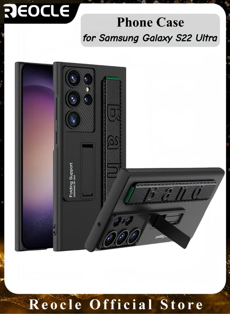 REOCLE Samsung Galaxy Phone Case with Stand Shockproof Hard PC Bumper Slim Case Protective Phone Case for Galaxy S22 Ultra with Kickstand - Image 1