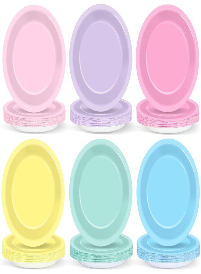 CHUNNIN 48Pcs Pastel Party Plates Spring Pastel Party Supplies 7" Pastels Paper Plates Disposable Rainbow Parties Decoration for Easter Wedding Colorful Dessert Plate Tableware Birthday Baby Shower Supplies - Image 1