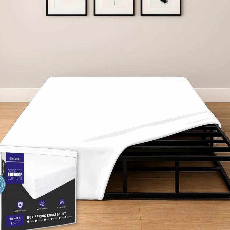 Degrees of Comfort Queen Size Box Spring Encasement â€“ Bed Bug Proof Zippered Dust Mite Waterproof Hypoallergenic Six-Sided Cover, 8-11â€ Depth - Image 1