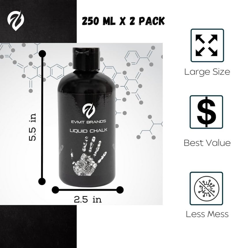 EVMT Brands Liquid Chalk, Mess Free Gym Chalk for Weightlifting, Gymnastics, Rock Climbing, Dancing. Sweat Resistant and Long Lasting for Stronger Grip. Package May Vary. - Image 3