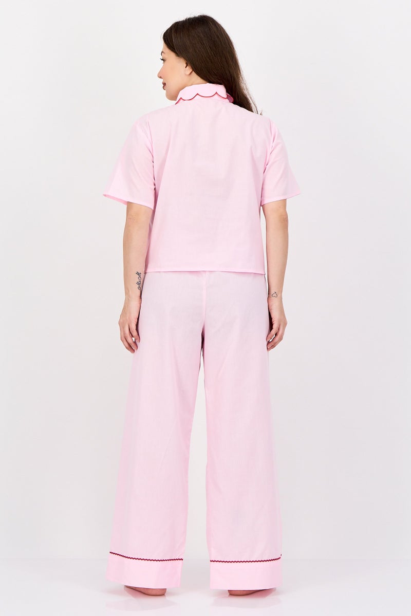 bebe Women 2 Pieces Sleepwear Pyjama Top and Pants Set, Pink - Image 4