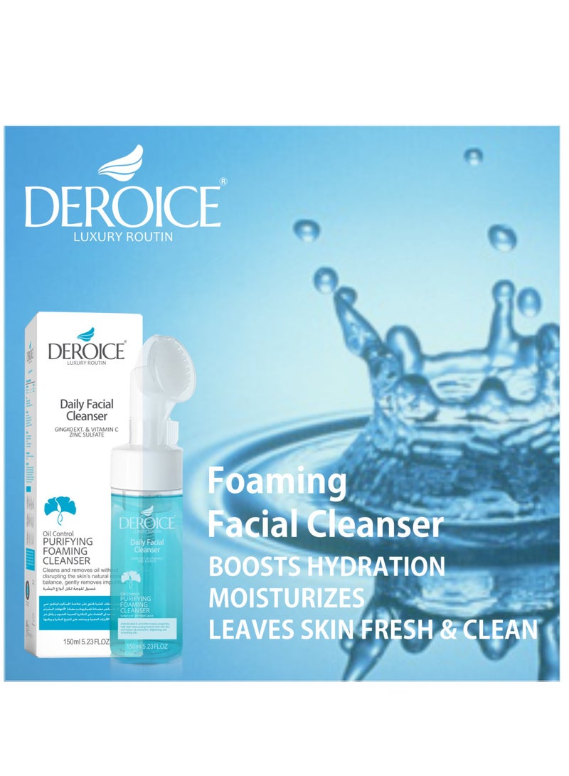 Deroice Acne Foaming Cleanser | Anti-Bacterial |Makeup Remover and Daily Face Wash | With Brush 150ml