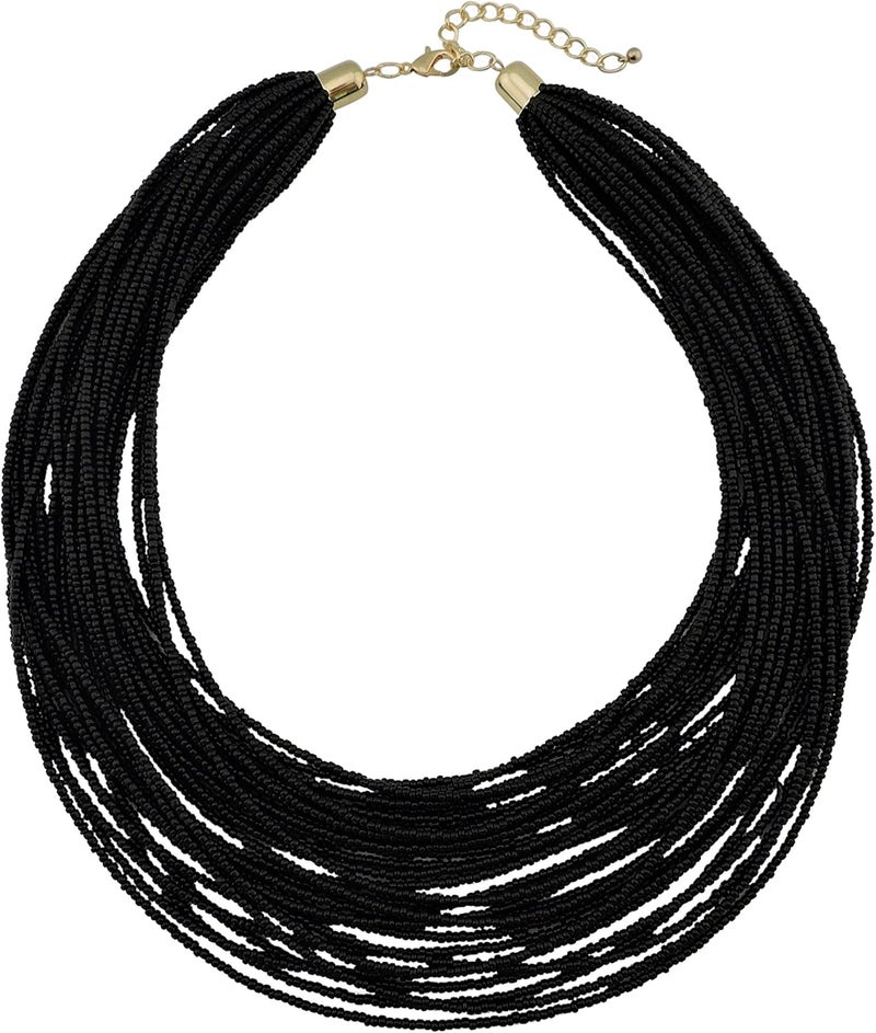 Bocar Multi Layer Chunky Bib Statement Seed Beads Cluster Collar Necklace for Women Gift (NK-10351) - Image 4