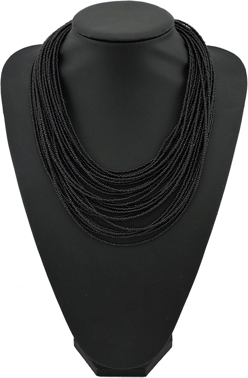Bocar Multi Layer Chunky Bib Statement Seed Beads Cluster Collar Necklace for Women Gift (NK-10351) - Image 3