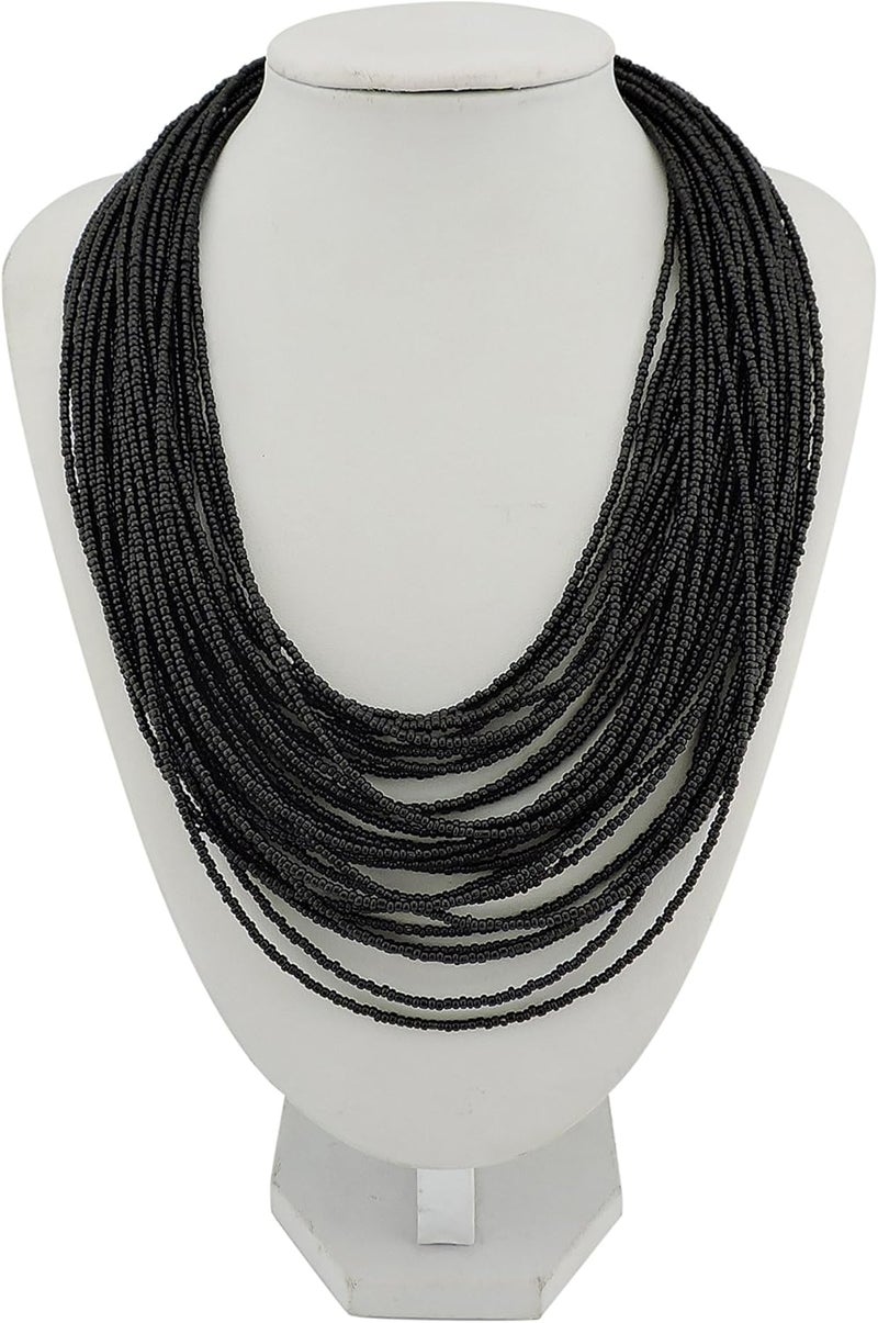 Bocar Multi Layer Chunky Bib Statement Seed Beads Cluster Collar Necklace for Women Gift (NK-10351) - Image 2