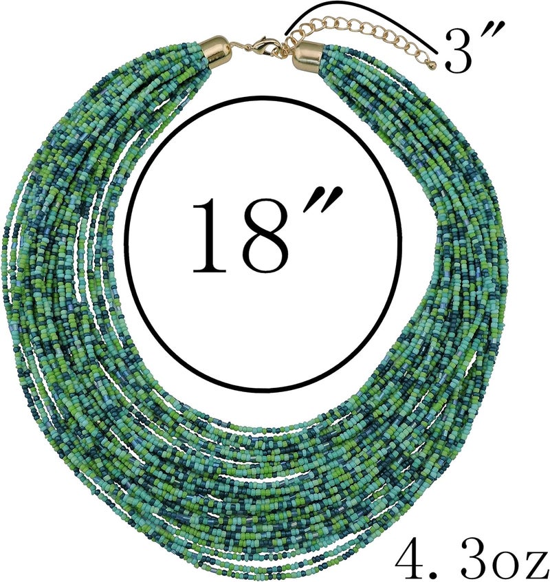 Bocar Multi Layer Chunky Bib Statement Seed Beads Cluster Collar Necklace for Women Gift (NK-10351) - Image 5