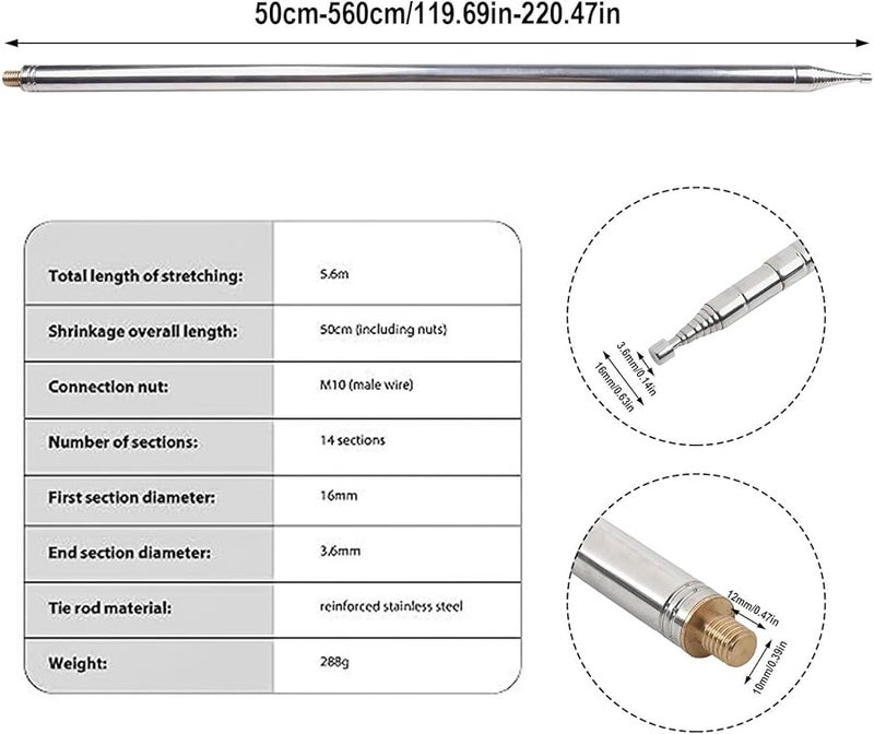 5.6 متر 18.4 قدم هوائي قصير الموجة تلسكوبي 14 قسم لهواة الراديو DIY GP V Yagi - Image 3