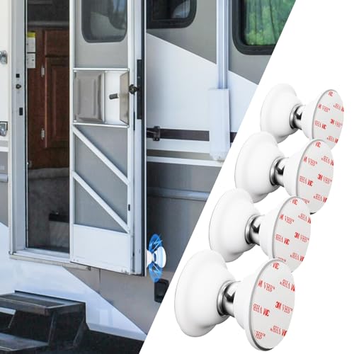EJYTRVT RV Door Holder Magnetic Baggage Door Catch Latch for RV Camper Trailer Motor Home Boat Compartments Cargo White 4 Pack