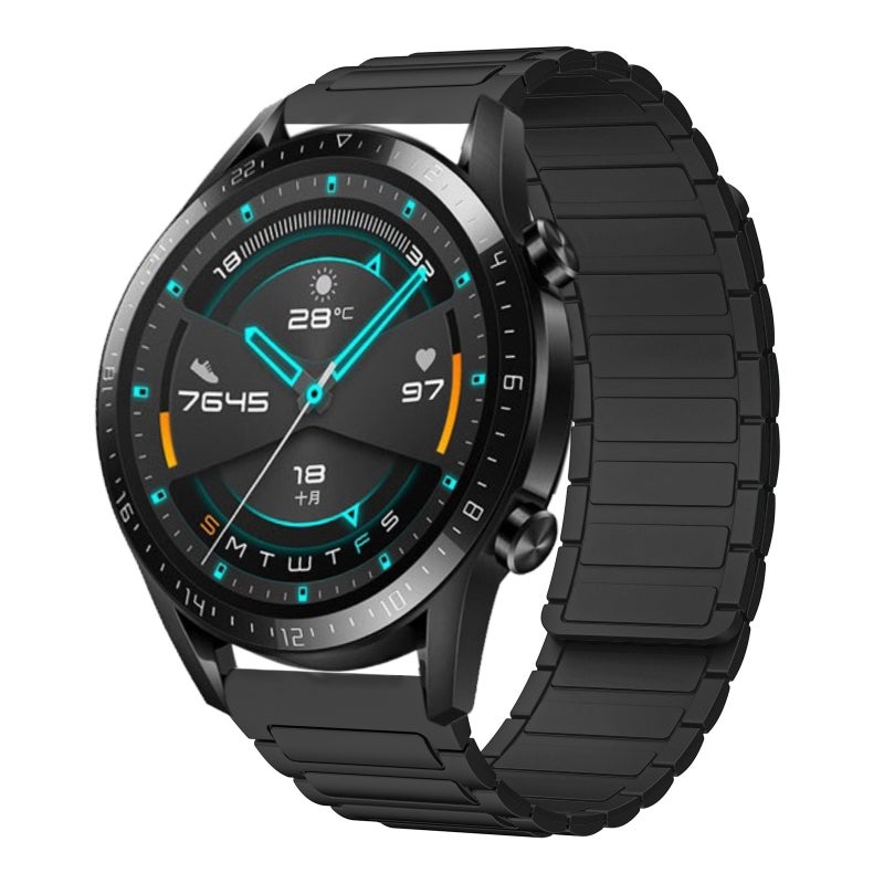 إيروريكس لساعة هواوي جي تي 2 مقاس 46 مم 22 مم سوار ساعة سيليكون مغناطيسي على شكل حرف I (أسود) - Image 1