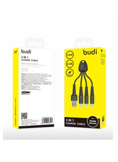 budi 3 in1 Charge Sync USB Cable Micro-USB, Type-C, iPhone  - Image 2