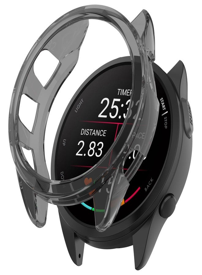 FanTEK Compatible with Garmin Forerunner 165/165 Music Smart Watch TPU Cases, Soft Frame Protective Cover Scratch Resistant Shock Absorbing Case, Transparent Black - Image 1