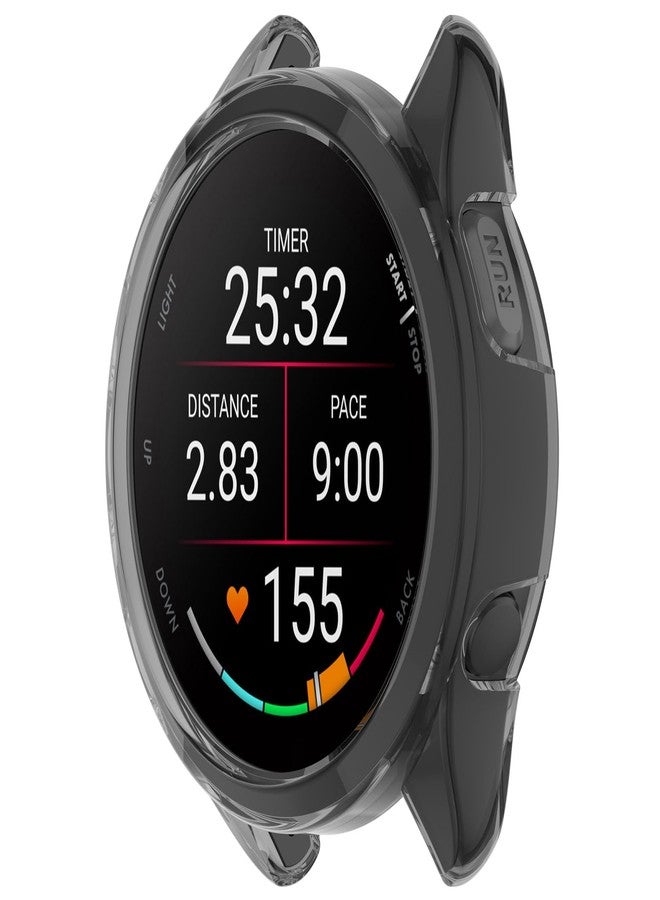 FanTEK Compatible with Garmin Forerunner 165/165 Music Smart Watch TPU Cases, Soft Frame Protective Cover Scratch Resistant Shock Absorbing Case, Transparent Black - Image 5
