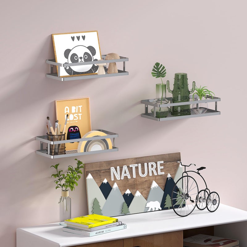 PUSDON Metal Wall Hanging Basket 2 Packs DIY Suitable for Multiple Scenes - Middle Silver Grey Guardrail - Image 3