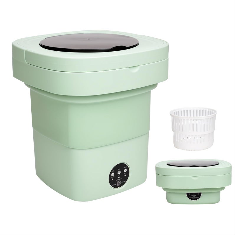 Portable Washing Machine Mini Washer for Apartments - Compact, Foldable Countertop Clothes Washer & Dryer Combo, Small Lavadora Portatil, Handheld Laundry Machine (Green, Medium)