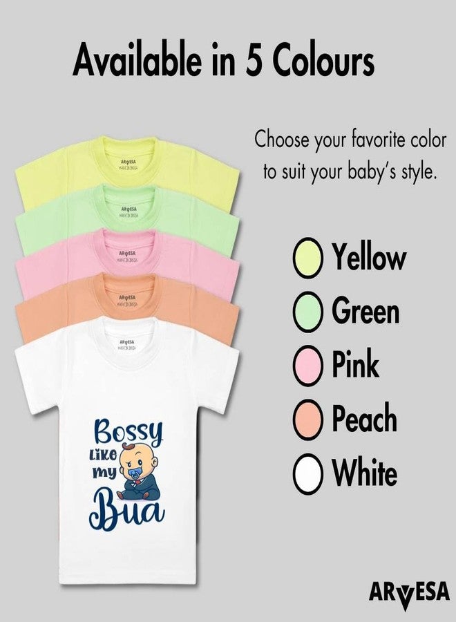 ARVESA Bossy Like My Bua TS-934 Bua Baby Tshirt for Kids Boys & Girls Half Sleeves Round Neck Clothes Tshirt for Kids Boys 1 Months to 6 Years Dress Classic White - Image 4