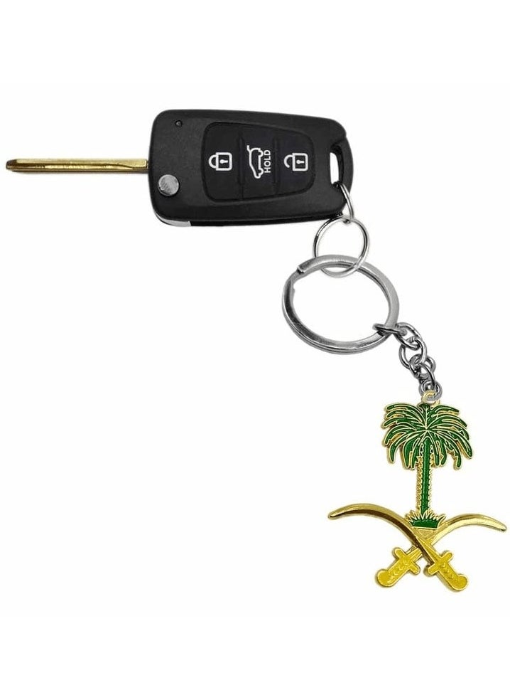 Generic - Non rust key Chain Saudi Arabia National Emblem Logo Key Chain Metal Decoration Keychain With Saudi Arabian Logo 1 Pcs - Image 1