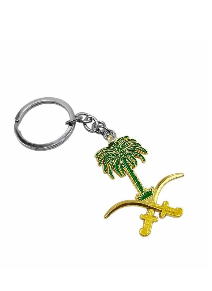 Generic - Non rust key Chain Saudi Arabia National Emblem Logo Key Chain Metal Decoration Keychain With Saudi Arabian Logo 1 Pcs - Image 1