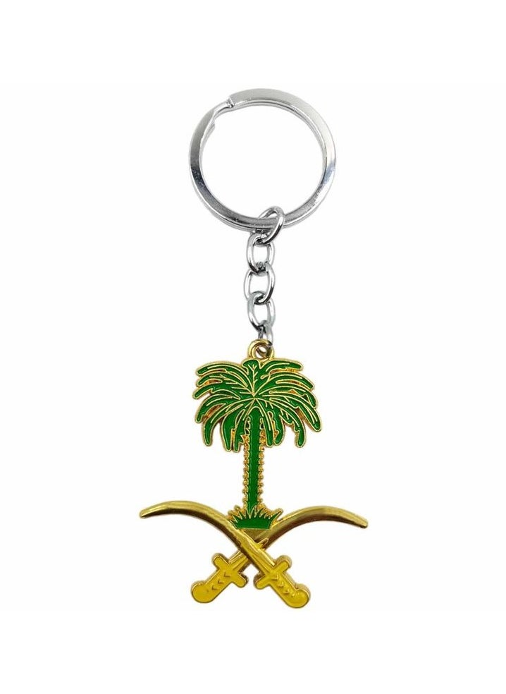 Generic - Non rust key Chain Saudi Arabia National Emblem Logo Key Chain Metal Decoration Keychain With Saudi Arabian Logo 1 Pcs - Image 1