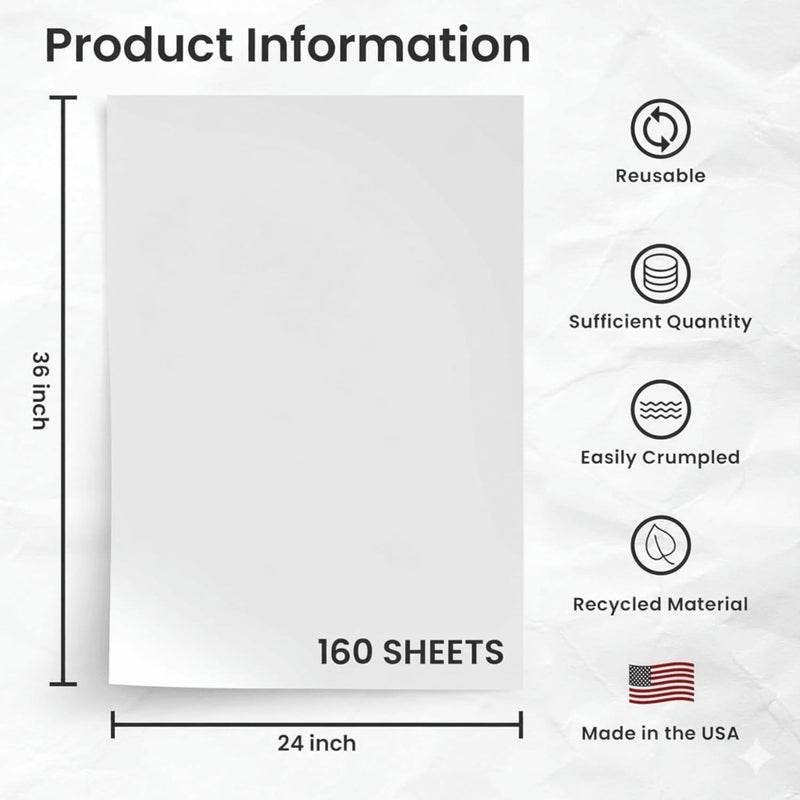 Bryco Goods 24" x 36" Newsprint Packing Paper Sheets for Moving | 160 Sheets | 10lb | Made in USA | Newspaper Paper | Must Have in Your Shipping Supplies - Image 2