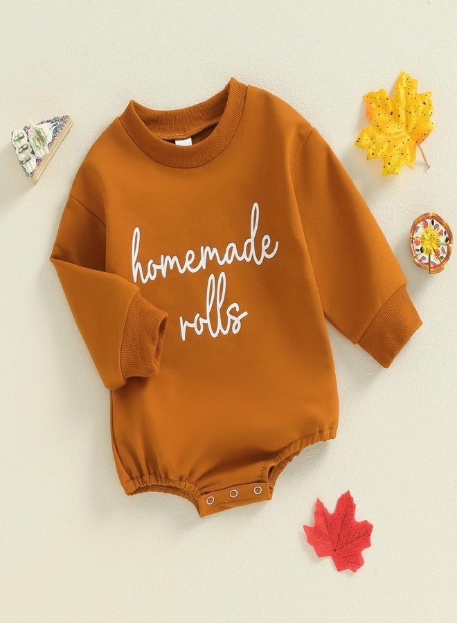 Gureui Thanksgiving Baby Boy Girl Outfit Long Sleeve Romper Onesie Infant Newborn Gender Neutral Clothes Homemade Rolls 3-6 Months - Image 3