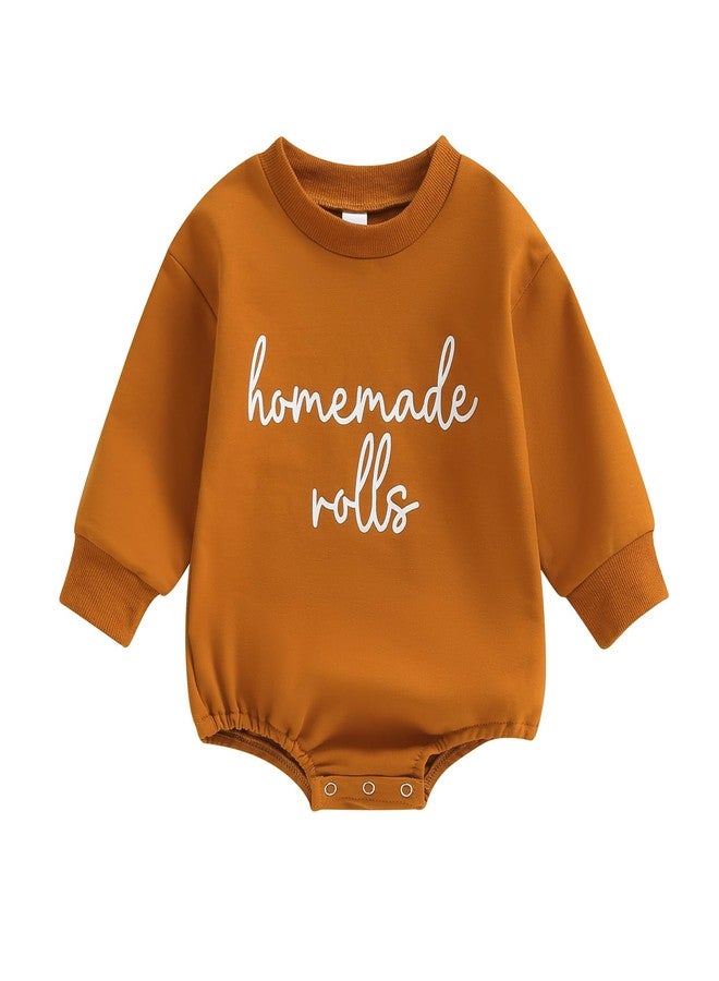 Gureui Thanksgiving Baby Boy Girl Outfit Long Sleeve Romper Onesie Infant Newborn Gender Neutral Clothes Homemade Rolls 3-6 Months - Image 1