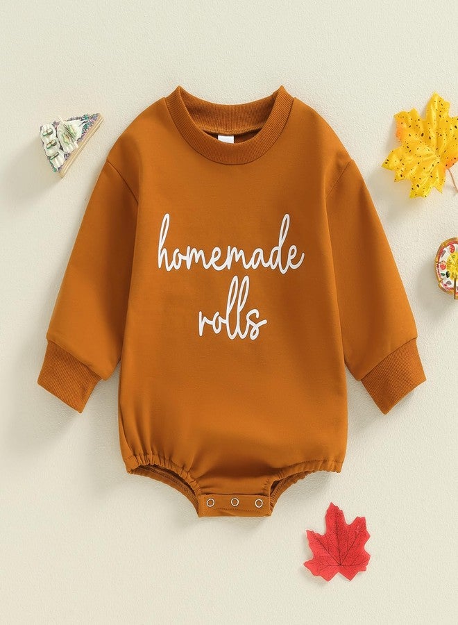 Gureui Thanksgiving Baby Boy Girl Outfit Long Sleeve Romper Onesie Infant Newborn Gender Neutral Clothes Homemade Rolls 3-6 Months - Image 2