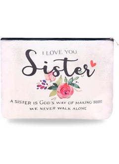 MXXGMYJ I Love You Sister Cosmetic Bag for Travel Makeup Bags for Women Sister Birthday Gifts for Sisters Make Up Bag for Sister In Law Wedding Gift Ideas Best Friend Bestie Gifts for Her Cute Traveling Bag 