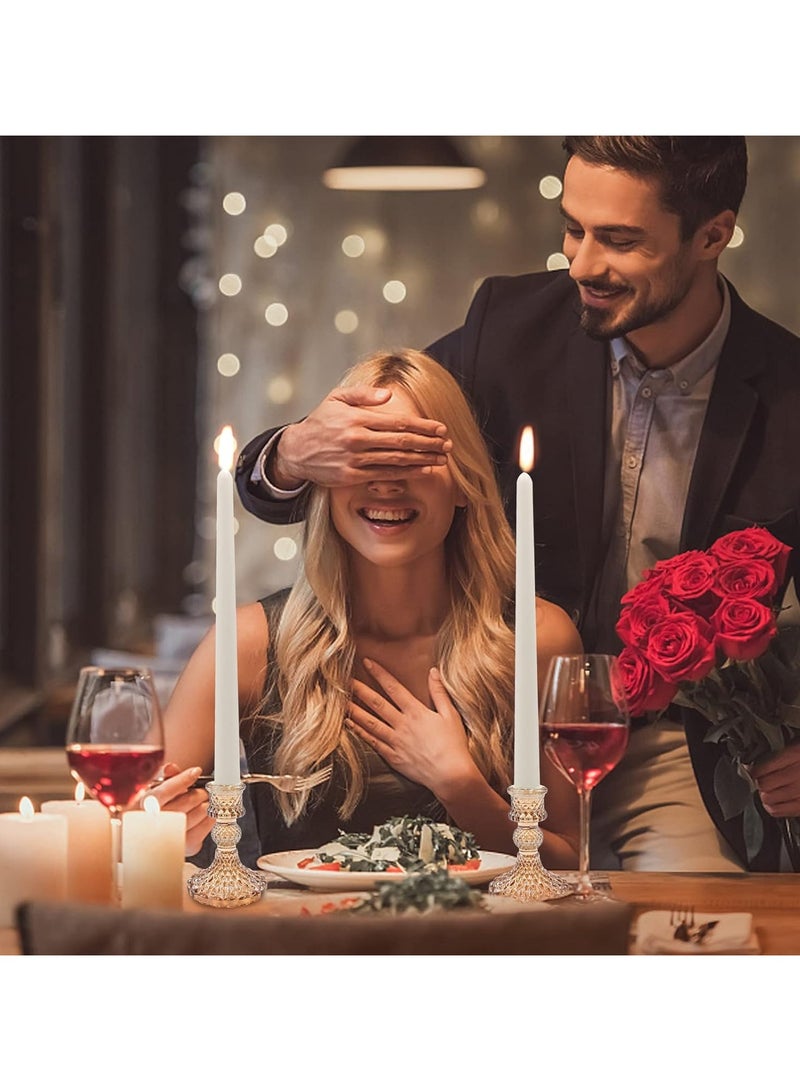 هوم زون مجموعة حوامل شموع زجاجية من 6 قطع حوامل شموع مدببة من الماس بلون ذهبي فاتح لتزيين الطاولة وديكور المنزل والزفاف والحفلات - Image 4