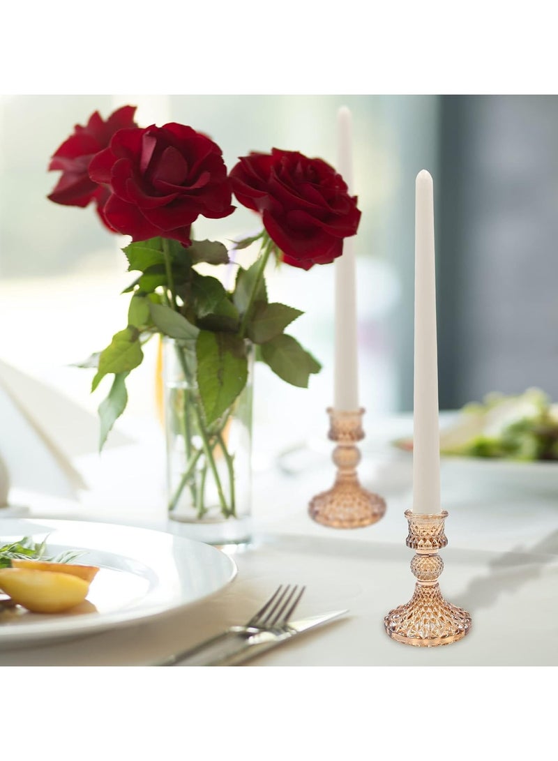 هوم زون مجموعة حوامل شموع زجاجية من 6 قطع حوامل شموع مدببة من الماس بلون ذهبي فاتح لتزيين الطاولة وديكور المنزل والزفاف والحفلات - Image 5