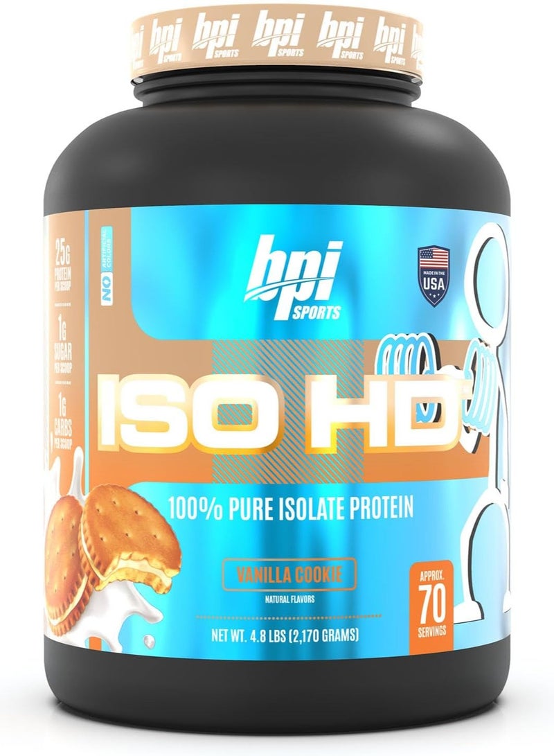 BPI SPORTS ISO HD Whey Protein Isolates Muscle Growth Vanilla Cookie Flavour 4.8 lb - Image 1