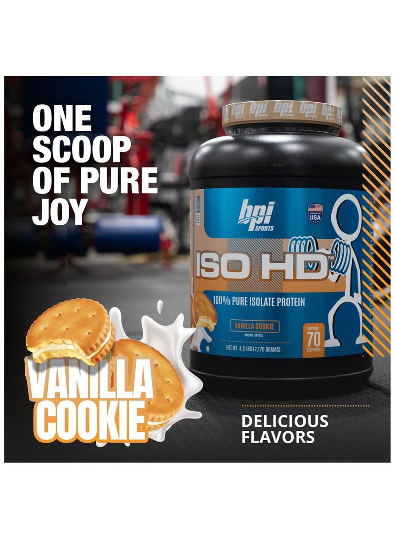 BPI SPORTS ISO HD Whey Protein Isolates Muscle Growth Vanilla Cookie Flavour 4.8 lb - Image 4