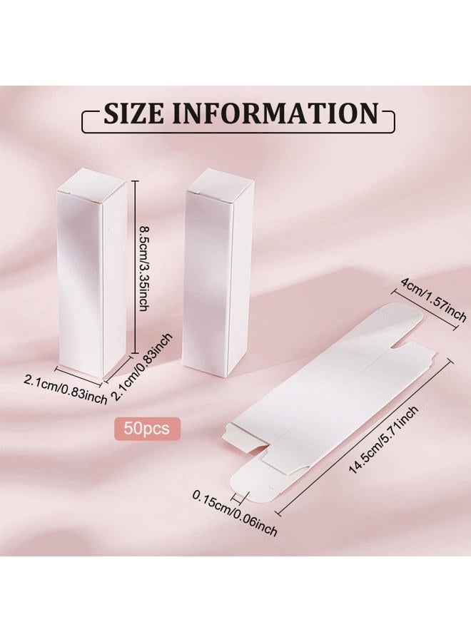 BENECREAT 50 Pack White Lipstick Case 0.8x0.8x3.4 Inch Paper Essential Oil Packaging Box, Lip Gloss Packaging Box for Lipstick Bottle Packaging Gift Makeup Tube Storage - Image 2