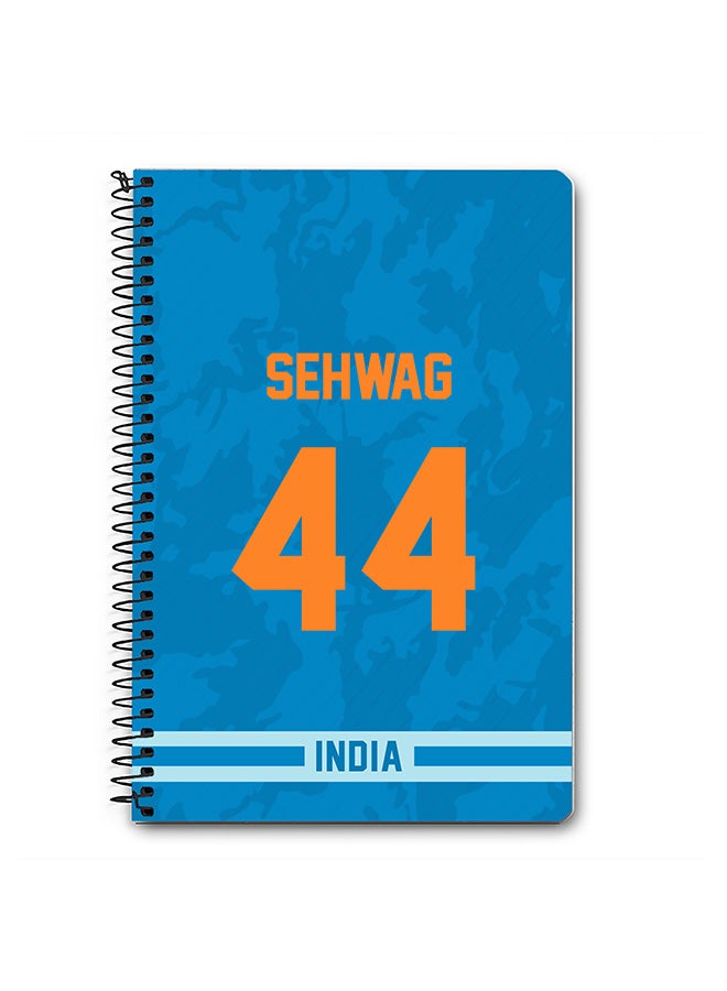 Stylizedd Designer A5 Spiral Notebook Memo Notepad Journal Player - Virender Sehwag, Jersey Number -44 - Image 1