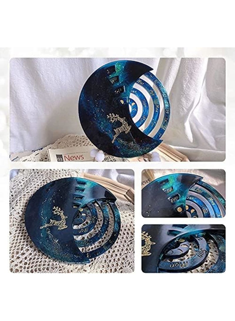 Luckam Moon Phase Calendar Silicone Mold Set for DIY Resin Crafts - 3-Piece Home & Office Wall Decor - Image 4