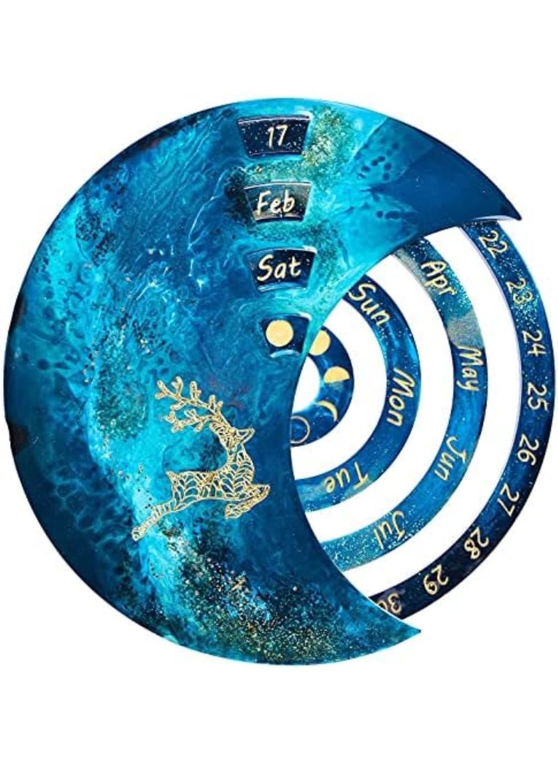 Luckam Moon Phase Calendar Silicone Mold Set for DIY Resin Crafts - 3-Piece Home & Office Wall Decor - Image 1