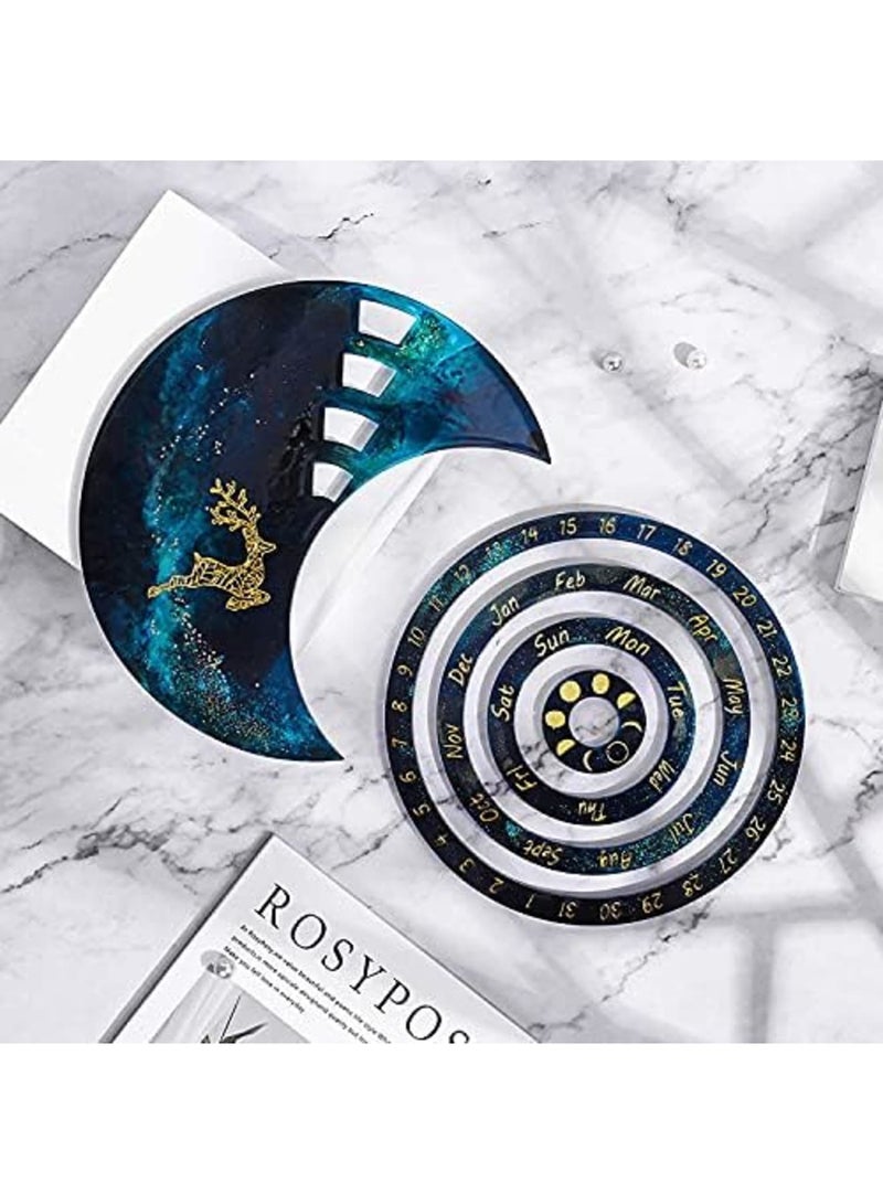 Luckam Moon Phase Calendar Silicone Mold Set for DIY Resin Crafts - 3-Piece Home & Office Wall Decor - Image 3