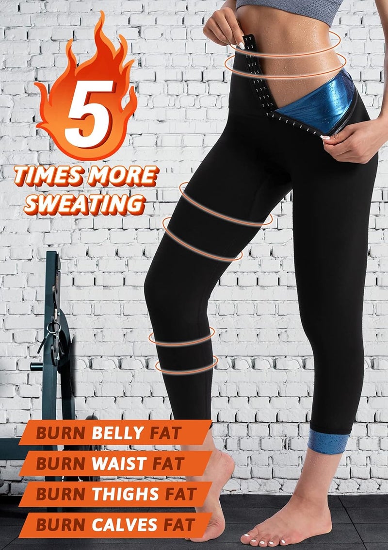 QZSH Sauna Pants Women Sweat Capris Slimming Leggings,Mesh Crotch,High Waist Workout Body Shaper Suits - Image 2
