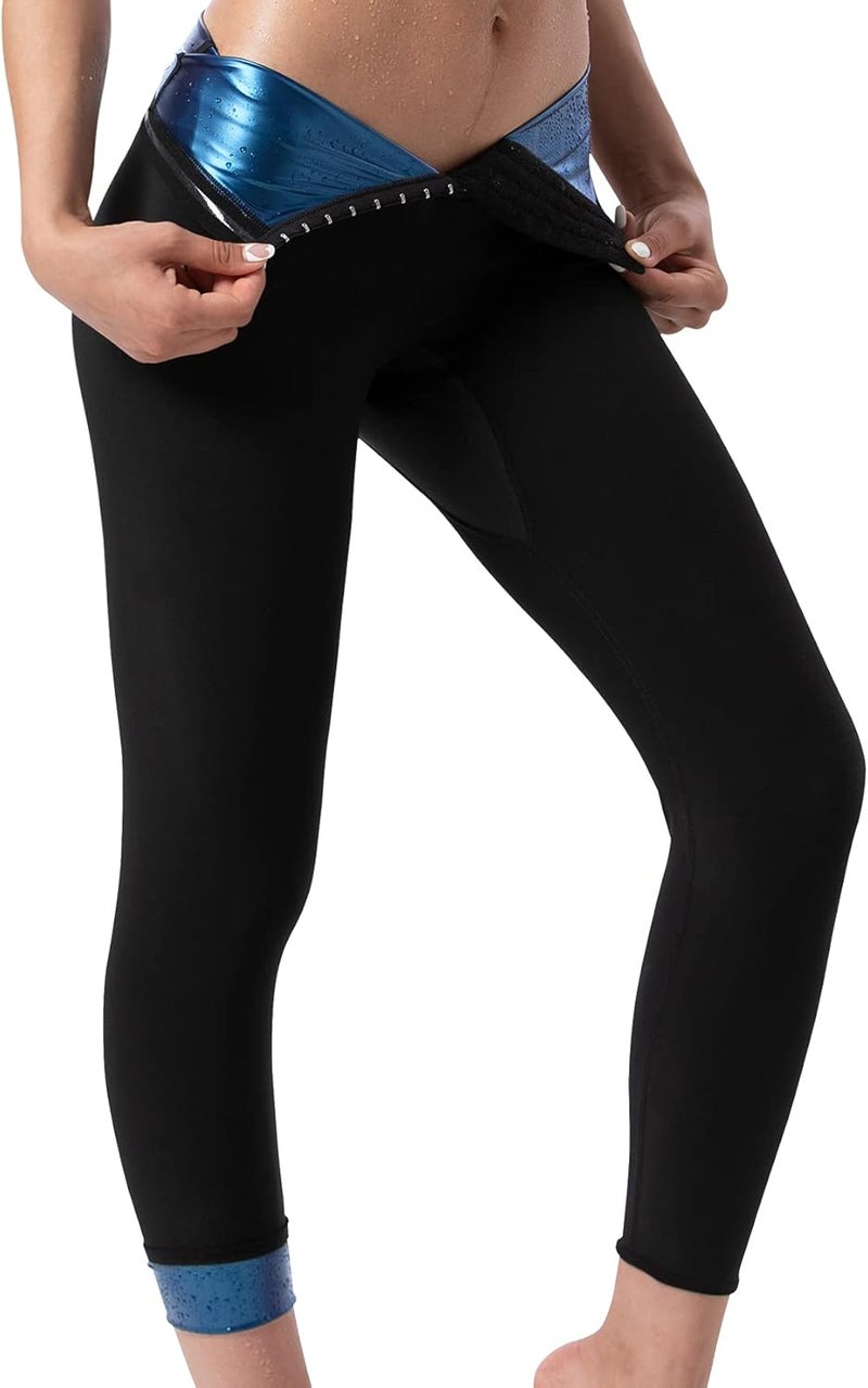 QZSH Sauna Pants Women Sweat Capris Slimming Leggings,Mesh Crotch,High Waist Workout Body Shaper Suits - Image 1