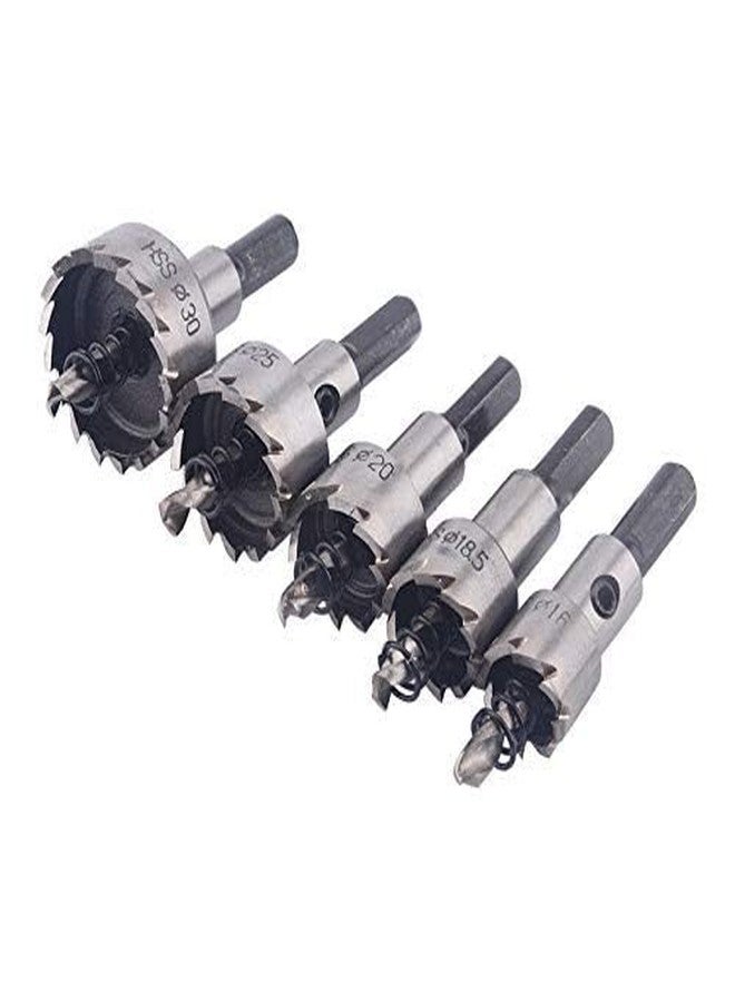 ChgImposs 5Pcs 16-30mm 5/8-Inch to 1-3/16 Inch HSS Hole Saw Cutter, Drill Bits Set Heavy Duty Tool Kit for Stainless Steel, Aluminum Alloy, Plastic and Wood - Image 1