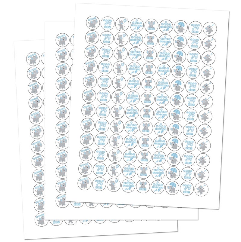 RokAPary 324 Elephants Blue Boy Baby Shower Favors Stickers for Baby Shower Or Sprinkle Party Decorations, Blue Favors, Labels, Its a Boy Kisses. Candy not Included. Made in USA - Image 2