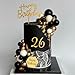 SONICEBUY 48Pcs Balls Cake Toppers Man Cake Decorations with Black Gold White Balls Acrylic Numbers 09 and Happy Birthday Cake Insert Toppers for Men Boy Black Theme Birthday Wedding Anniversary Party Supplies - Image 3