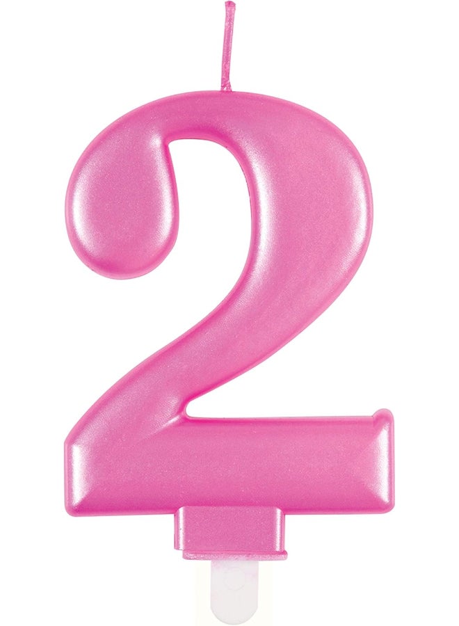 Unique Met Pink Number 2 Birthday Candle