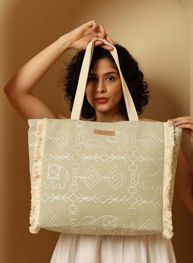 ENSAC Sunshine Tote Bag for Women | Stylish Office bag & Canvas Travel Handbag | Shopper and Shoulder Bag Lightweight Handbag with Multi Compartment | Travel, Office, Gym & Daily Use - Image 4