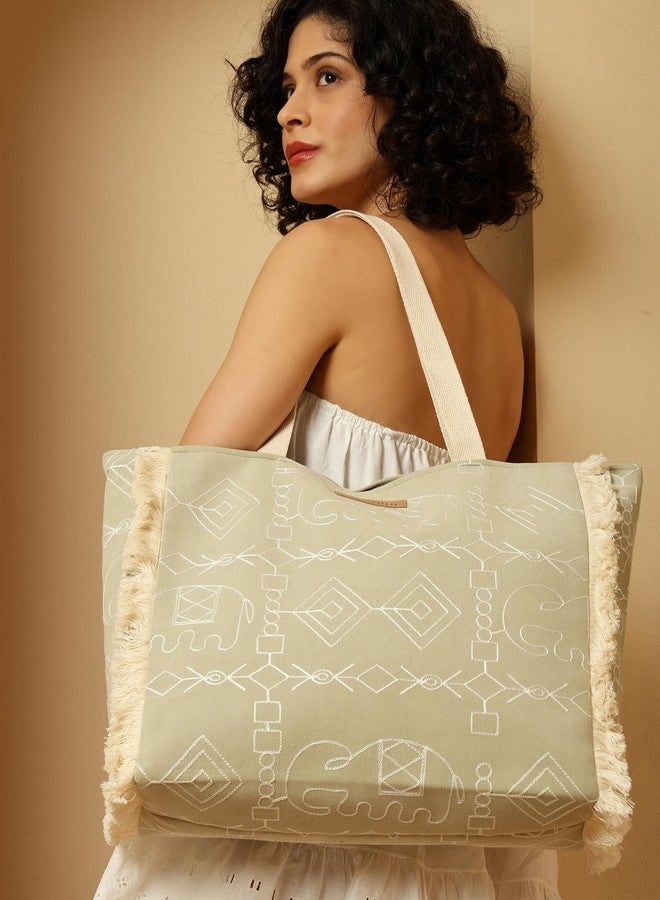 ENSAC Sunshine Tote Bag for Women | Stylish Office bag & Canvas Travel Handbag | Shopper and Shoulder Bag Lightweight Handbag with Multi Compartment | Travel, Office, Gym & Daily Use - Image 3