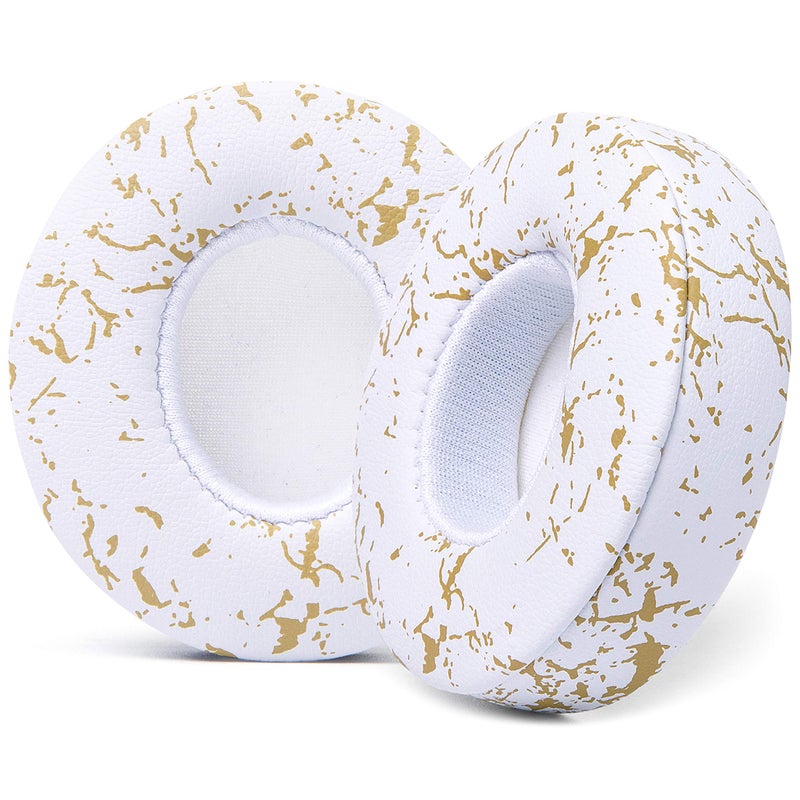 WC Extra Thick Replacement Earpads for Beats Solo 2 & 3 by Wicked Cushions - Ear Pads for Beats Solo 2 & 3 Wireless ON-Ear Headphones - Soft Leather, Luxury Memory Foam, Strong Adhesive | Gold Marble - Image 1