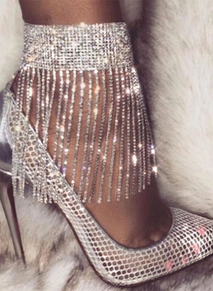 Mark Fairwhale Fashionable Full Diamond Heart-Shaped Simple Ankle Chain