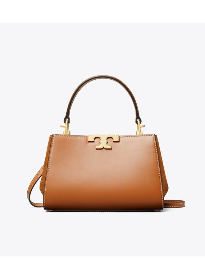 Burch Tory Burch Mini Eleanor Leather Satchel Bag, Women's Cross Body Bag, Women's Tote Bag, Women's Hand Bag, Women's Shoulder Bag, Women's Travel Bag, Brown-20cm - Image 1