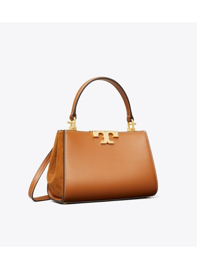 Burch Tory Burch Mini Eleanor Leather Satchel Bag, Women's Cross Body Bag, Women's Tote Bag, Women's Hand Bag, Women's Shoulder Bag, Women's Travel Bag, Brown-20cm - Image 3